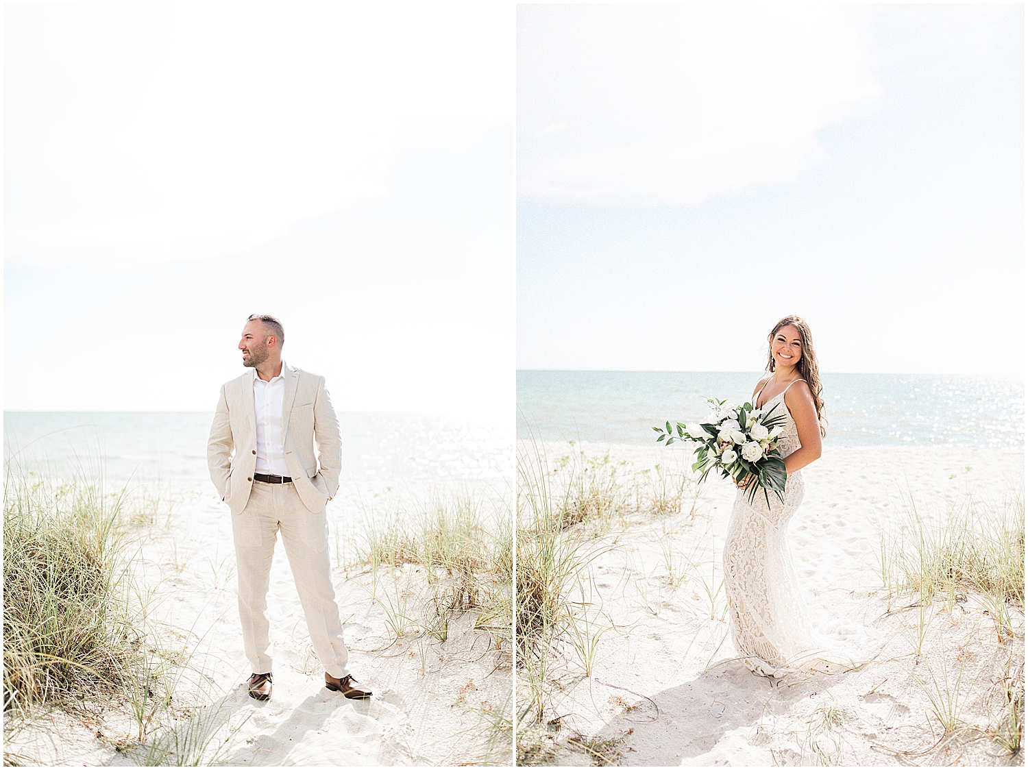 Bride and Groom Beach Portrait Photos