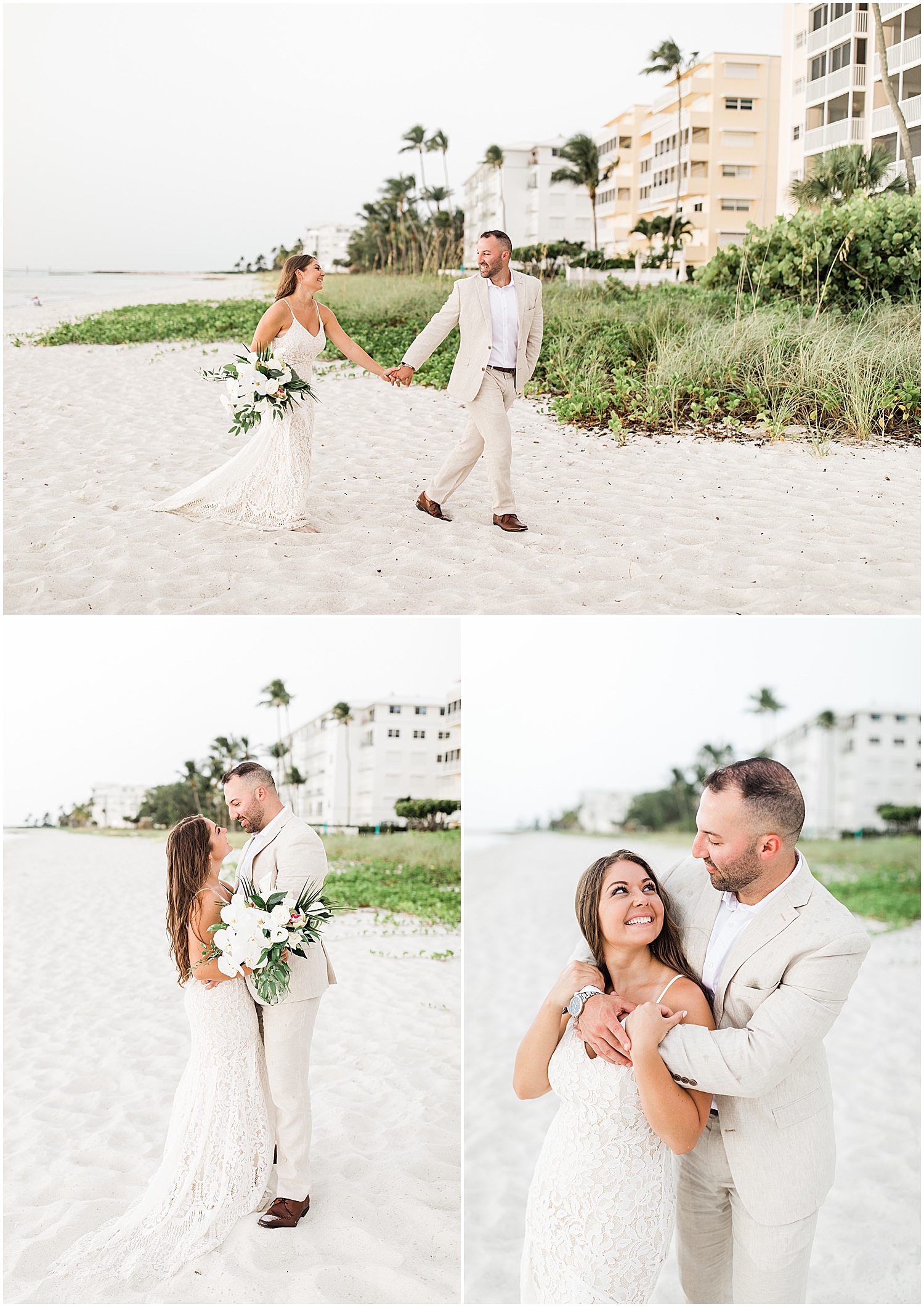 Edgewater Beach Hotel Bride and Groom Beach Portrait Photos