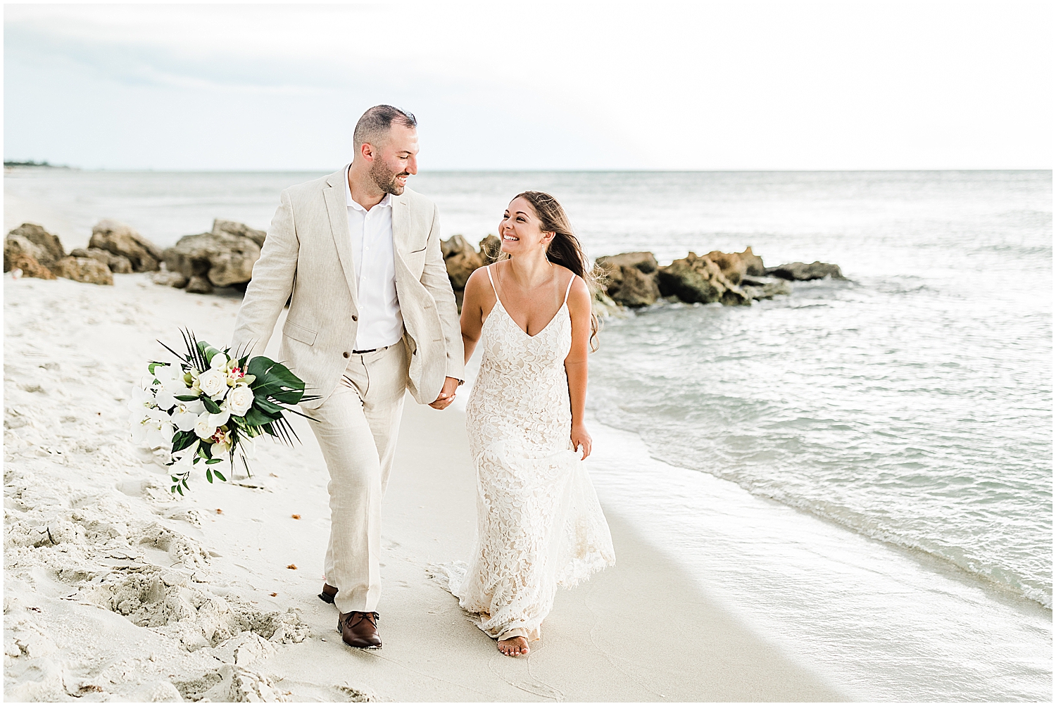 Naples Florida Wedding Bride and Groom Beach Portrait Photos